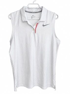 Nike Golf Dri-FIT Sleeveless Polo White Grey Polka Dot Women’s Large